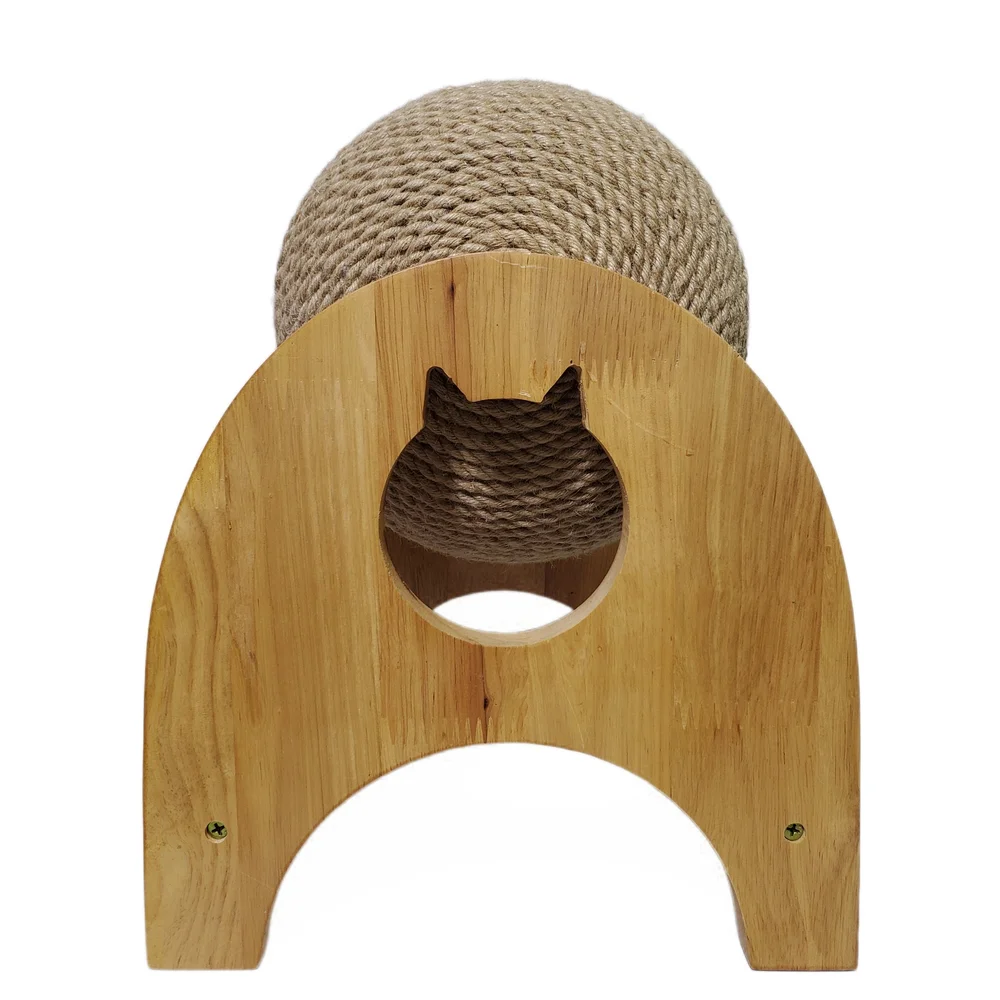 Pets Cat Kitten Home Natural Wood Jute Scratcher Active Ball Animal Pet Toy